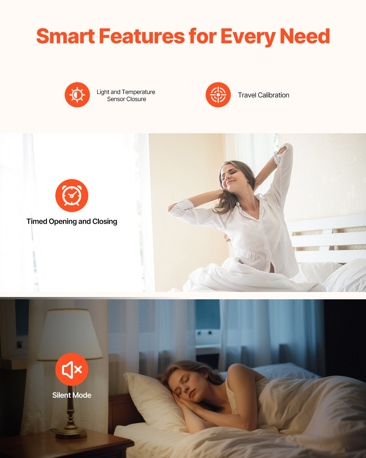 VEVOR Automatic Curtain Opener, APP and Remote Control, Hub Included, Electric Smart Curtain Opener Compatible with Alexa and Google Home, Timed Opening and Closing, Silent Mode, for Roman Rods - GDJQRLMG0000QHCOK001V9 - view 6