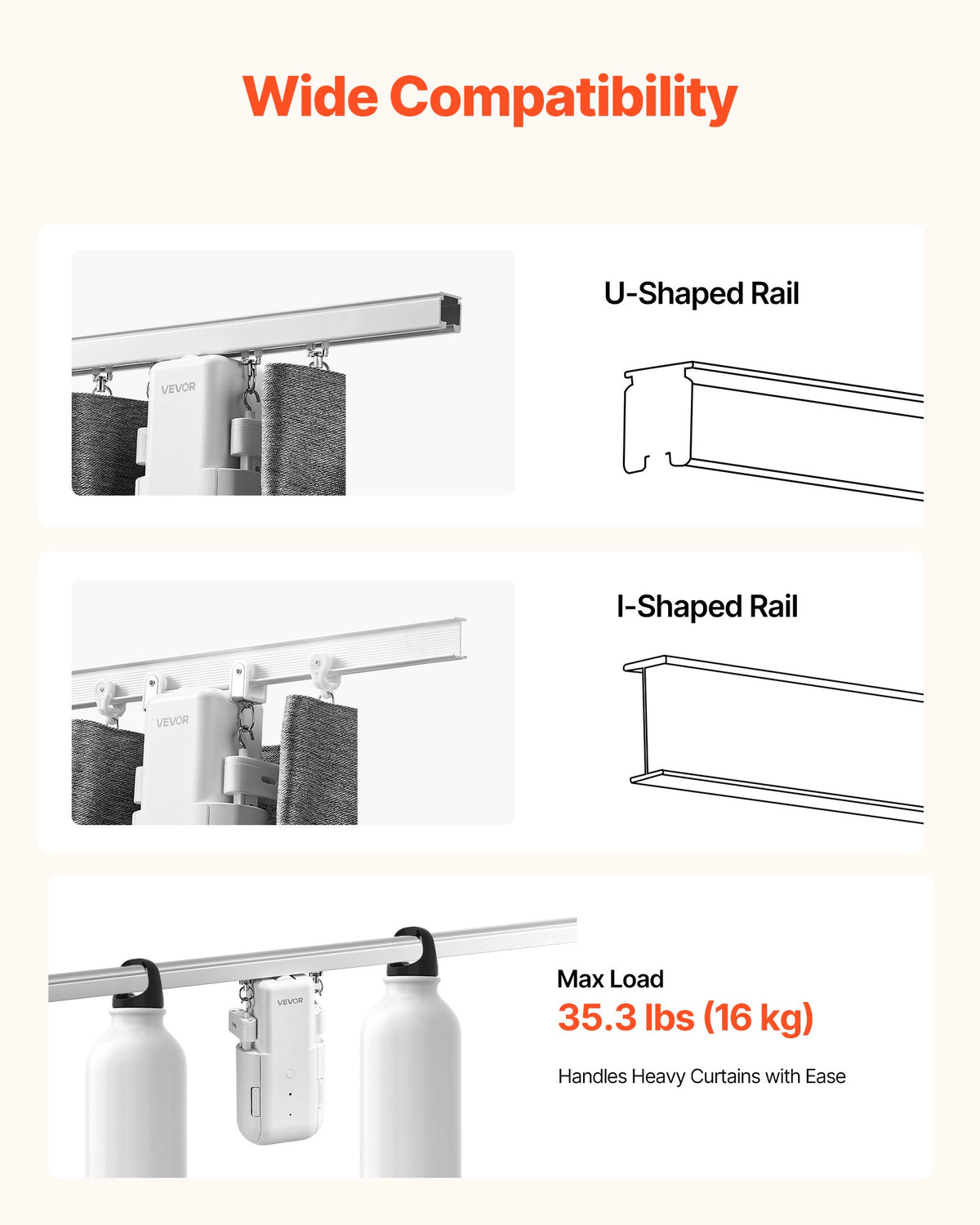VEVOR Automatic Curtain Opener, APP and Remote Control, Hub Included, Electric Smart Curtain Opener Compatible with Alexa and Google Home, Timed Opening and Closing, for U-shaped/I-shaped Rails - GDJQRUXGTXG0UUQBQ001V9 - view 4