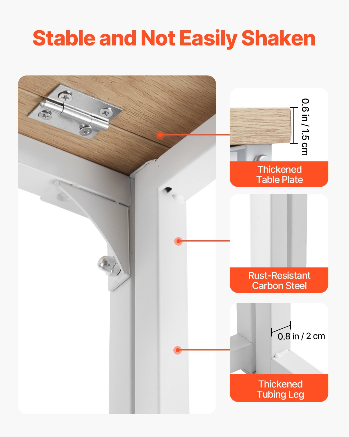 VEVOR Folding Desk, 31.5" Foldable Table for Small Spaces with Storage Hooks, Space Saving Computer Table, Writing Workstation for Home Office, Easy Assembly, Oak - GDJXBGZJYK31F44E9001V0 - view 6