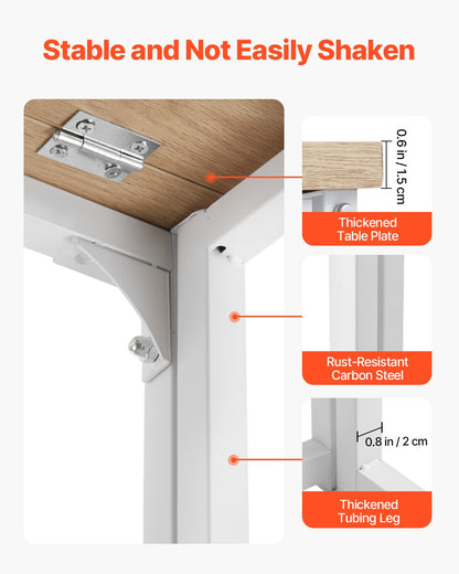 VEVOR Folding Desk, 31.5" Foldable Table for Small Spaces with Storage Hooks, Space Saving Computer Table, Writing Workstation for Home Office, Easy Assembly, Oak - GDJXBGZJYK31F44E9001V0 - view 6