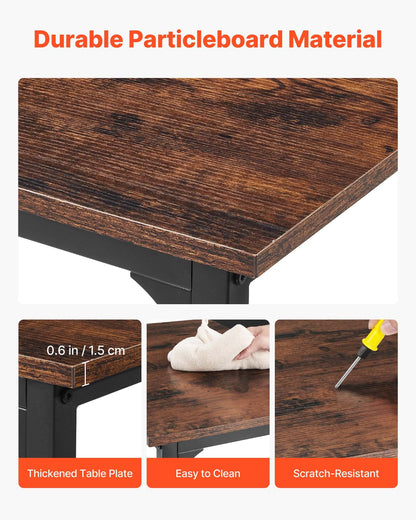 VEVOR Computer Desk, 63 Inch Office Gaming Desk for Home Office, Writing Study Work Modern Simple Table with Metal Frame for Large Legroom, Rustic Brown and Black - GDJXBGZJYK63FSQPC001V0 - view 6