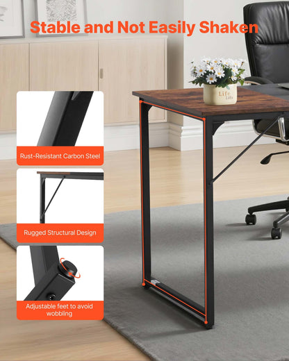 VEVOR Computer Desk, 63 Inch Office Gaming Desk for Home Office, Writing Study Work Modern Simple Table with Metal Frame for Large Legroom, Rustic Brown and Black - GDJXBGZJYK63FSQPC001V0 - view 7