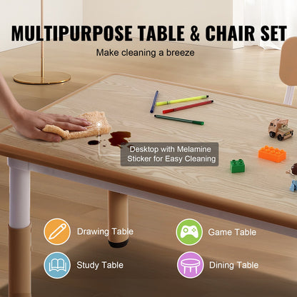 VEVOR Kids Table and 4 Chairs Set, Height Adjustable Toddler Table and Chair Set, Graffiti Desktop, Children Multi-Activity Table for Art, Craft, Reading, Learning - GDKDETZYYZSYOG8JEV0 - view 3