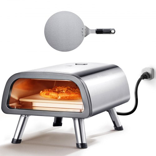 VEVOR 12" Electric Pizza Oven Countertop, Stainless Steel Pizza Maker Machine with Pizza Stone and Spatula, Heats up to 850°F, Multipurpose Indoor & Outdoor Pizza Cooker for Restaurant Home Camping - GDKTMSDPSLDC999SEV1 - view 2