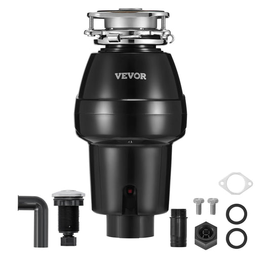 VEVOR Garbage Disposal, 1/2 HP 3450RPM Continuous Feed Food Waste Disposer, 3-Bolt Mount Food Waste Grinding System with Sound Reduction, Power Cord & Splash Guard for Kitchen Sinks - GDLJCLQ12HPZU2ME7V1 - view 1