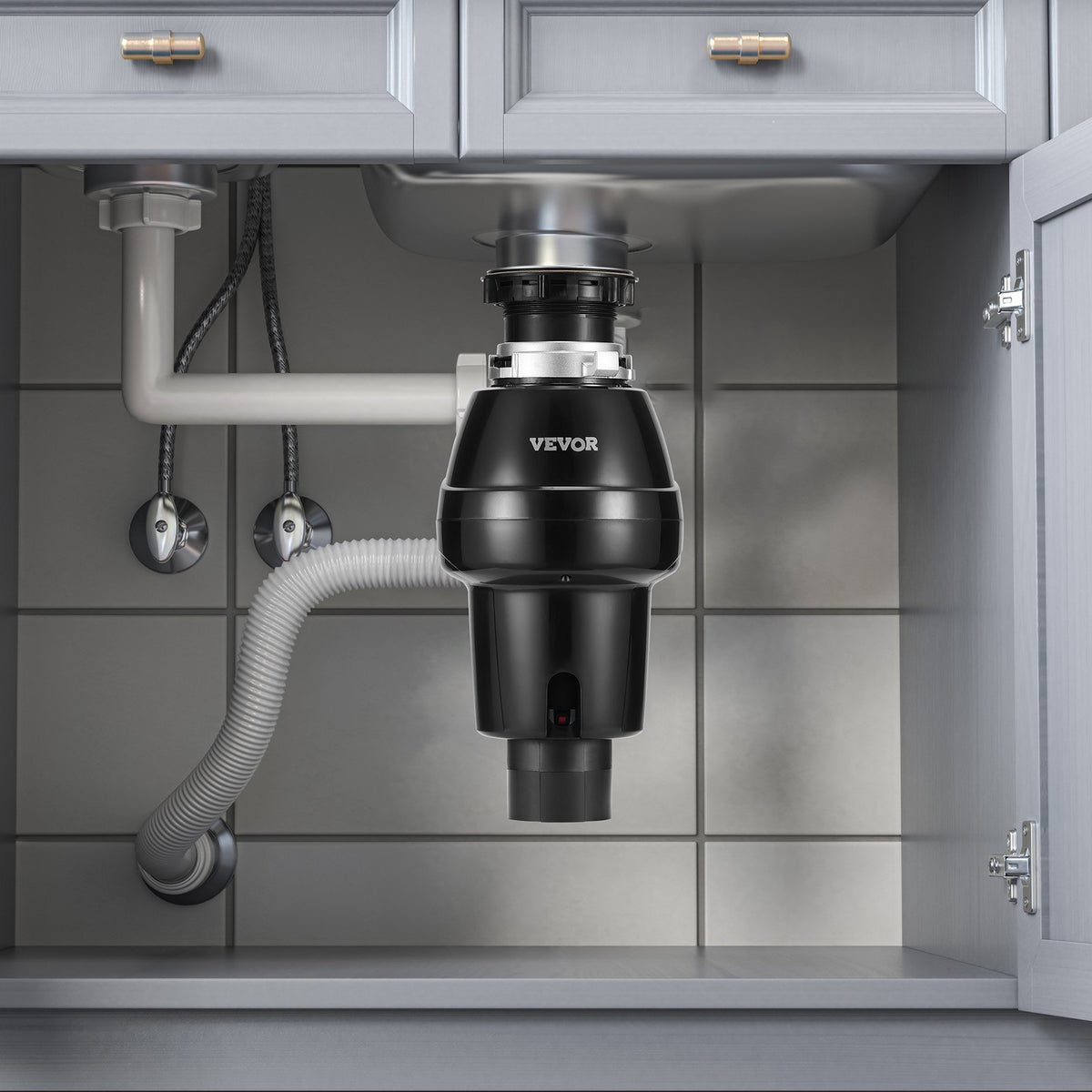 VEVOR Garbage Disposal, 3/4HP 3250RPM Continuous Feed Food Waste Disposer, EZ Connect Food Waste Grinding System with Sound Reduction, Power Cord & Splash Guard for Kitchen Sinks - GDLJCLQ34HPZ3F8YUV1 - view 9