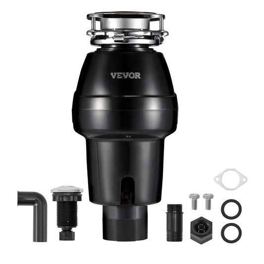 VEVOR Garbage Disposal, 3/4 HP 3260RPM Continuous Feed Food Waste Disposer, 3-Bolt Mount Food Waste Grinding System with Sound Reduction, Power Cord & Splash Guard for Kitchen Sinks - GDLJCLQ34HPZKBEE1V1 - view 1