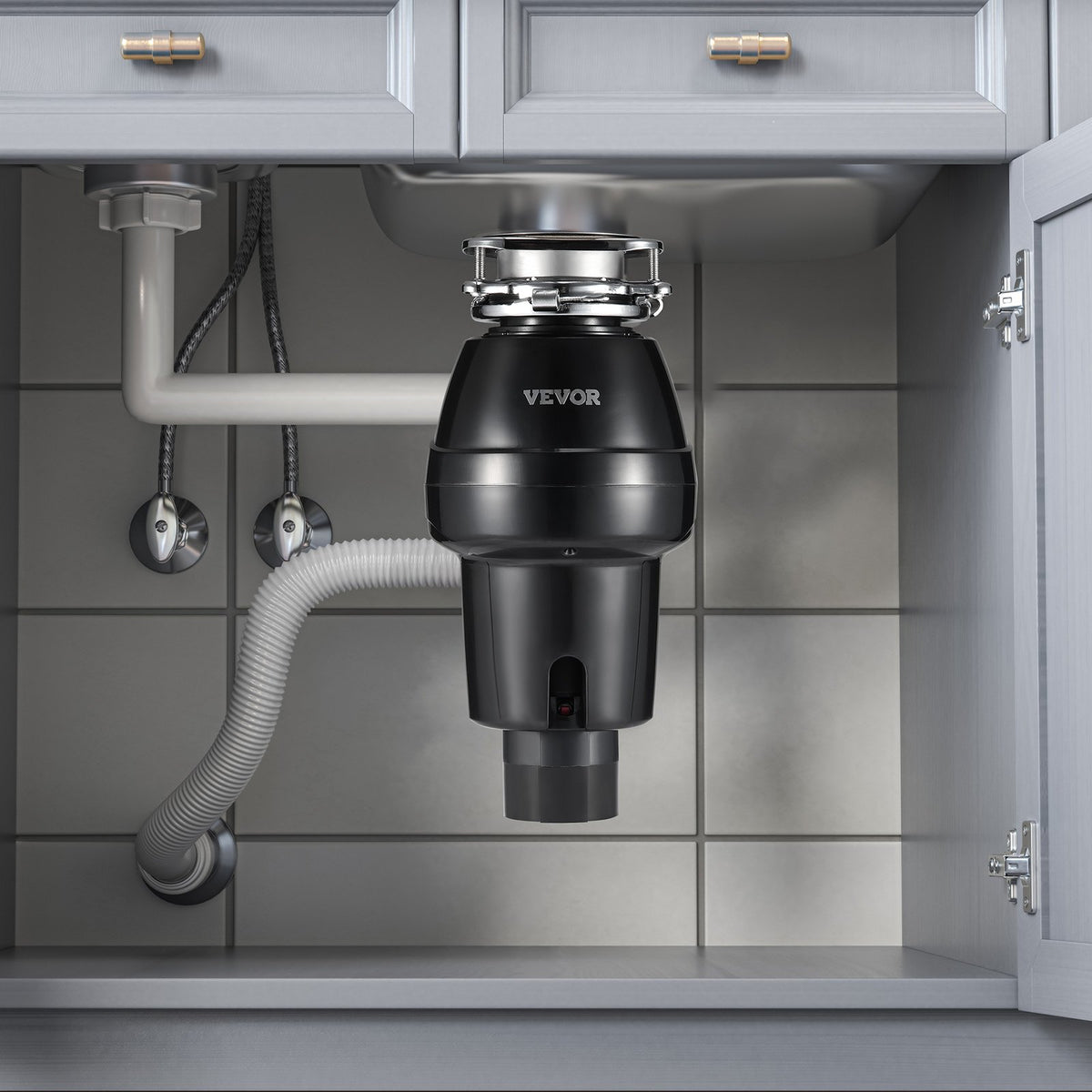 VEVOR Garbage Disposal, 3/4 HP 3260RPM Continuous Feed Food Waste Disposer, 3-Bolt Mount Food Waste Grinding System with Sound Reduction, Power Cord & Splash Guard for Kitchen Sinks - GDLJCLQ34HPZKBEE1V1 - view 9