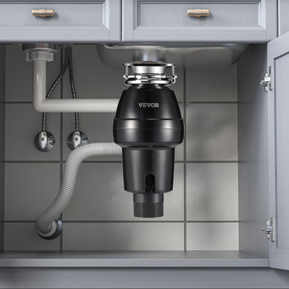 VEVOR Garbage Disposal, 3/4 HP 3260RPM Continuous Feed Food Waste Disposer, 3-Bolt Mount Food Waste Grinding System with Sound Reduction, Power Cord & Splash Guard for Kitchen Sinks - GDLJCLQ34HPZKBEE1V1 - view 9