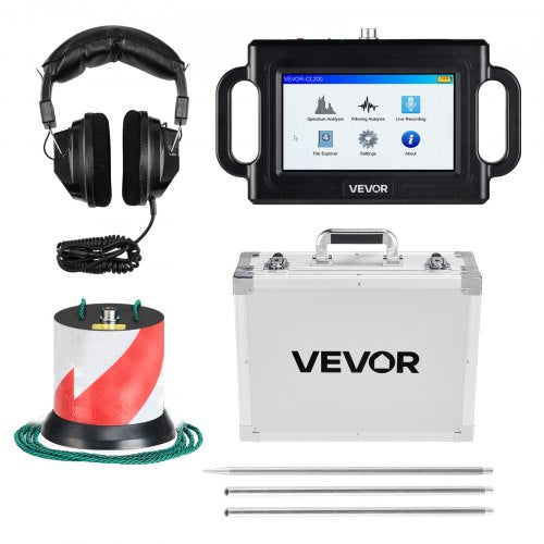 VEVOR Pipe Water Leak Detector, 1Hz-5000Hz, 7" Touchscreen Pipeline Leakage Detection Locator for 6.6FT (2m) Underground Plumbing – with Sensor, 3 Listening Rods, Headphones, 8GB Card & Carry Case - GDLSJCDWQGDL0NLZJ001V9 - view 2