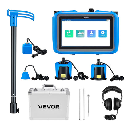 VEVOR Pipe Water Leak Detector with 4 Sensors, 1Hz-10000Hz, 7" Touchscreen Underground Plumbing Leakage Detection Locator with 3 Listening Rods, Headphones, 8GB Card & Carry Case for Indoors Outdoors - GDLSJCDWQGDLZMHFZ001V9 - view 1