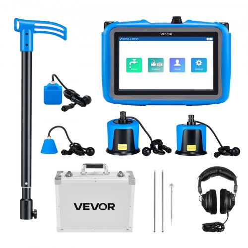 VEVOR Pipe Water Leak Detector with 4 Sensors, 1Hz-10000Hz, 7" Touchscreen Underground Plumbing Leakage Detection Locator with 3 Listening Rods, Headphones, 8GB Card & Carry Case for Indoors Outdoors - GDLSJCDWQGDLZMHFZ001V9 - view 2