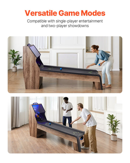 VEVOR 9' Roll and Score Classic Arcade Game Table, Indoor Skeeball Machine Game Set with LED Electronic Scorer, Sound, Automatic Ball Return for Adults Kids Home Recreation Game Room, 4 Balls Included - GDQJCGK9YC004E9Y1V1 - view 6