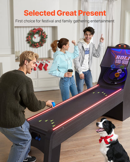 VEVOR 9' Roll and Score Classic Arcade Game Table,  with LED Electronic Scorer & Track Lighting, Sound, Automatic Ball Return, Adults Kids Home Recreation Game Room, 4 Balls Included - GDQJLEDDK9YCL8XD9V1 - view 7