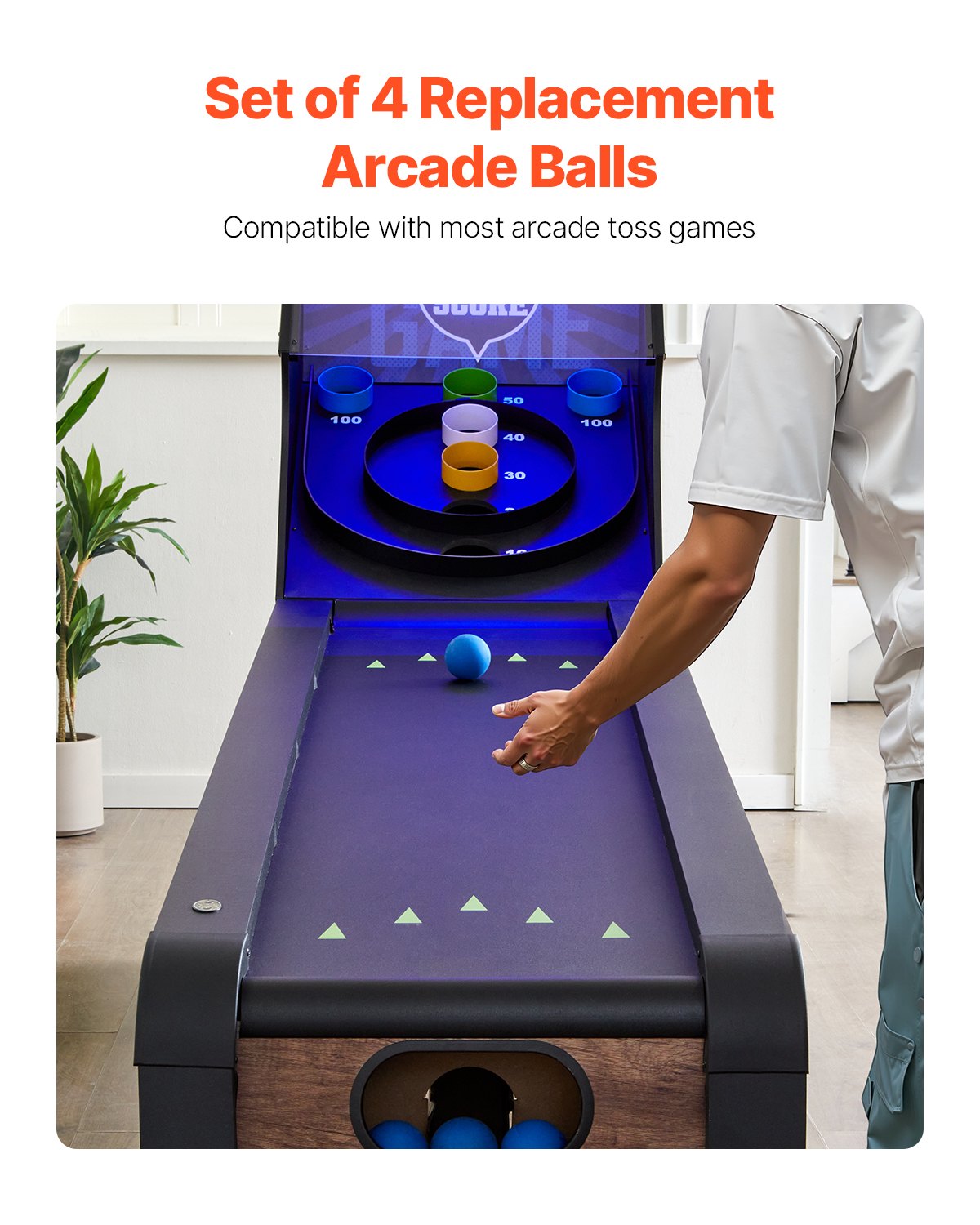 VEVOR Roll and Score Classic Arcade Game Ball, 4-pack Replacement Set, Arcade Accessory for Arcade Tossing Ball Games, Ideal for Adults Kids Family Recreation Game Rooms Outdoor Activities - GDQPJ4J00000LVBJBV0 - view 3