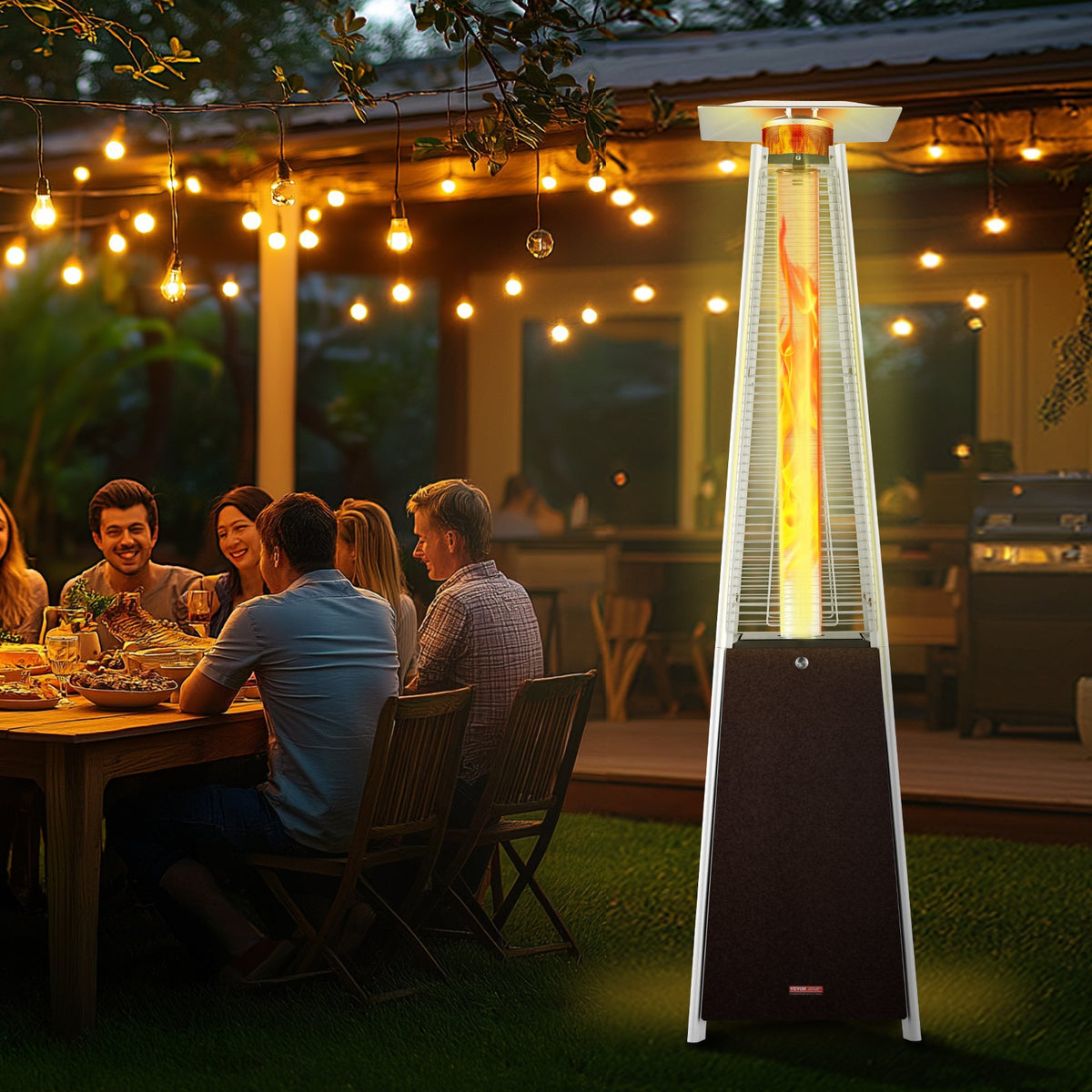 VEVOR Patio Heater for Outdoor Use, 48000BTU Pyramid Propane Heater w/Wheels, Quartz Glass Tube Outdoor Patio Flame Heater for Patio, Party, Backyard, Garden, Decoration, Hammered Bronze - GDSBWJRQQTS4FHD49V9 - view 9