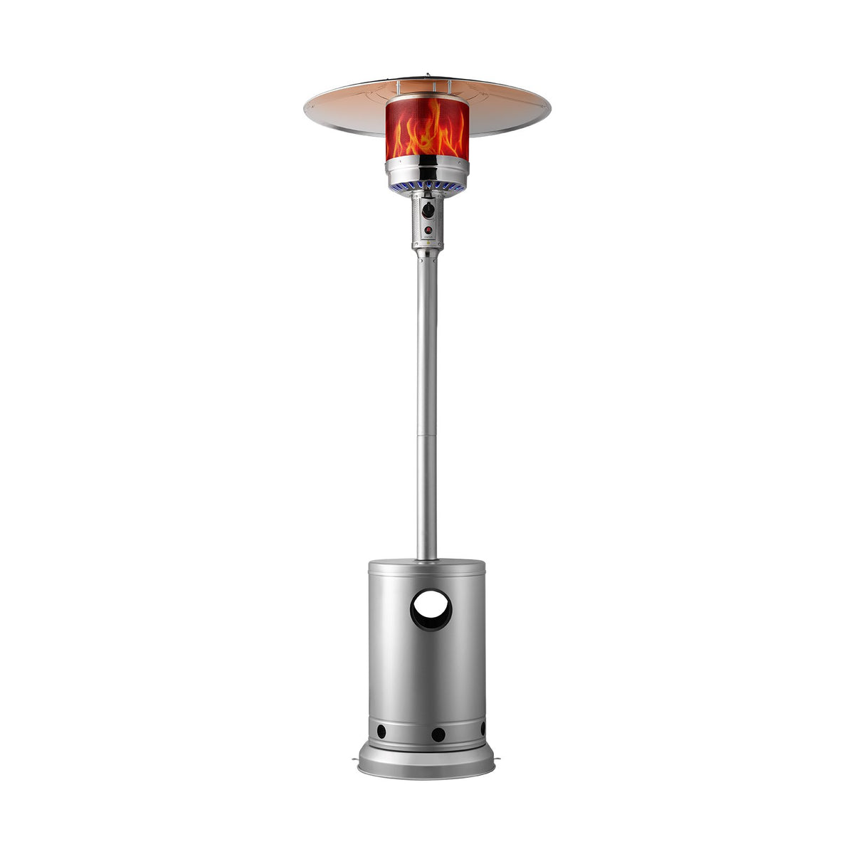 VEVOR Patio Heater for Outdoor Use, 50000BTU Propane Heater Tall Hammered With Round Table Design, Metal Burner and Wheels, Fixed Outdoor Patio Flame Heater for Patio, Party, Backyard, Garden, Silver - GDSBWJRQSX505G4MTV0 - view 1