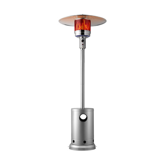 VEVOR Patio Heater for Outdoor Use, 50000BTU Propane Heater Tall Hammered With Round Table Design, Metal Burner and Wheels, Fixed Outdoor Patio Flame Heater for Patio, Party, Backyard, Garden, Silver - GDSBWJRQSX505G4MTV0 - view 1