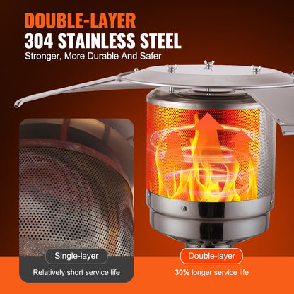 VEVOR Patio Heater for Outdoor Use, 50000BTU Propane Heater Tall Hammered With Round Table Design, Metal Burner and Wheels, Fixed Outdoor Patio Flame Heater for Patio, Party, Backyard, Garden, Silver - GDSBWJRQSX505G4MTV0 - view 4