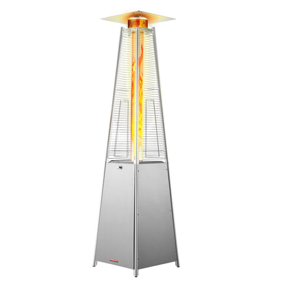 VEVOR Patio Heater for Outdoor Use, 48000BTU Pyramid Propane Heater w/Wheels, Quartz Glass Tube Outdoor Patio Flame Heater for Patio, Party, Backyard, Garden, Decoration, Silver - GDSBWJRQYS48VVIM3V9 - view 1
