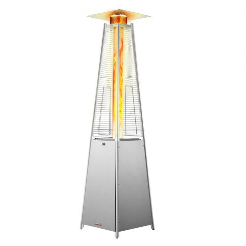 VEVOR Patio Heater for Outdoor Use, 48000BTU Pyramid Propane Heater w/Wheels, Quartz Glass Tube Outdoor Patio Flame Heater for Patio, Party, Backyard, Garden, Decoration, Silver - GDSBWJRQYS48VVIM3V9 - view 2