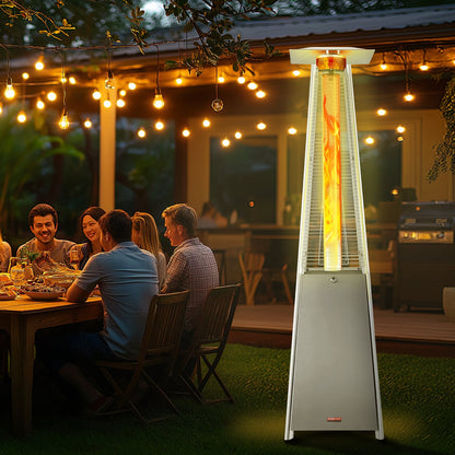 VEVOR Patio Heater for Outdoor Use, 48000BTU Pyramid Propane Heater w/Wheels, Quartz Glass Tube Outdoor Patio Flame Heater for Patio, Party, Backyard, Garden, Decoration, Silver - GDSBWJRQYS48VVIM3V9 - view 9