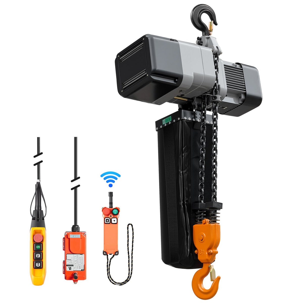 VEVOR 6000 lbs Electric Chain Hoist 30 ft Lift Three-Phase Overhead Crane, Double G100 Chain with 328 ft Wireless & 27 ft Wired Remote Control, 208-240V/440-480V, for Factories, Warehouses, Garages - GDSDDHLHLJCK4ECGG003V8 - view 1