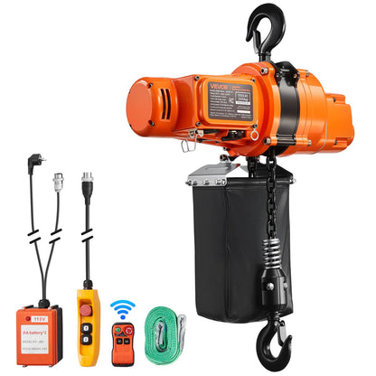 VEVOR 1100 lbs Electric Chain Hoist, 20 ft Lifting Height, 120V Single Phase Overhead Crane with 328 ft Wireless & 15 ft Wired Remote Control, Power Electric Hoist for Factories, Warehouses, Garages - GDSDDHLHLJCKCHUKB001V1 - view 1