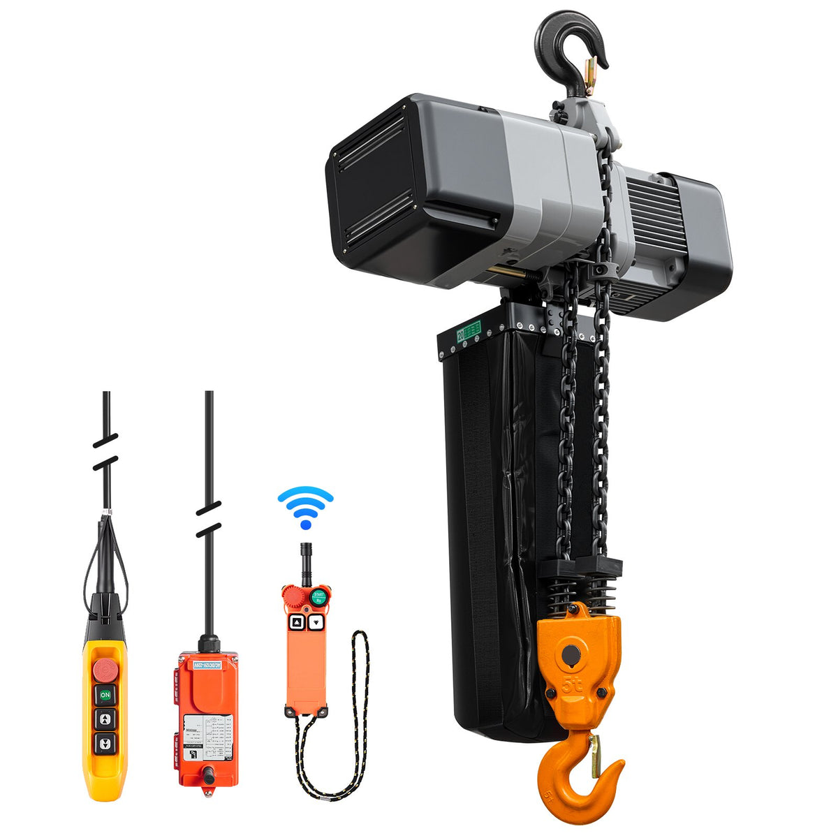 VEVOR 11000 lbs Electric Chain Hoist 30 ft Lift Three-Phase Overhead Crane, Double G100 Chain with 328 ft Wireless & 27 ft Wired Remote Control, 208-240V/440-480V, for Factories, Warehouses, Garages - GDSDDHLHLJCKJBHTU003V8 - view 1