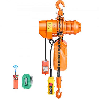 VEVOR 2200 lbs Electric Chain Hoist, 20 ft Lifting Height, Three-Phase Overhead Crane with 328 ft Wireless & 15 ft Wired Remote Control, Double G80 Chain Hoist for Factories, Warehouses, Garages - GDSDDHLHLJCKPRQPZ001V8 - view 2