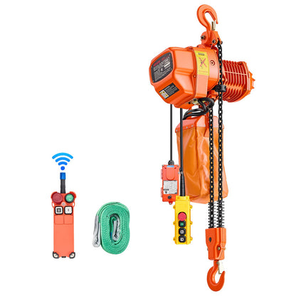 VEVOR 2200 lbs Electric Chain Hoist, 20 ft Lifting Height, Three-Phase Overhead Crane with 328 ft Wireless & 15 ft Wired Remote Control, Double G80 Chain Hoist for Factories, Warehouses, Garages - GDSDDHLHLJCKPRQPZ001V8 - view 10