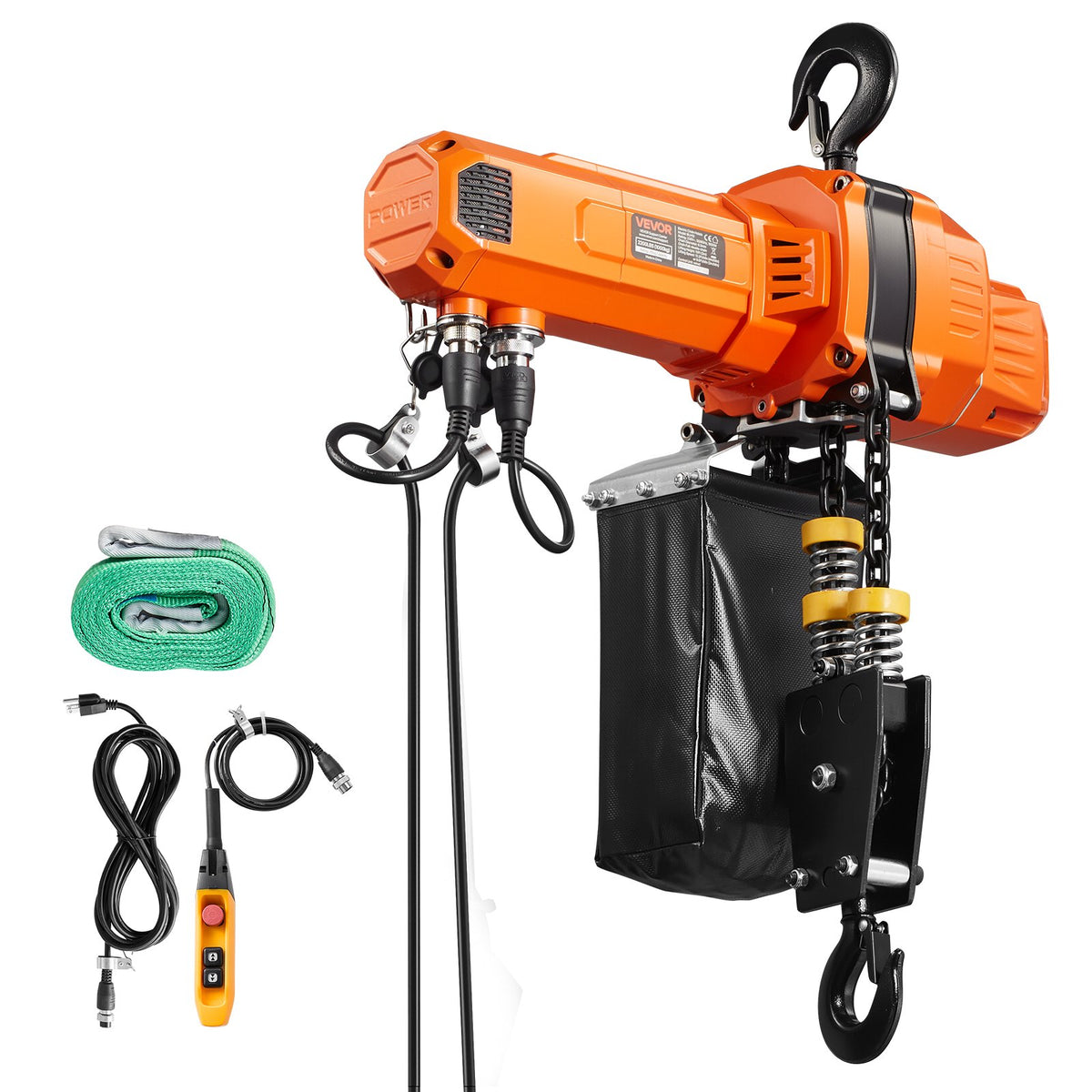 VEVOR 2200 lbs Electric Chain Hoist, 20 ft Lifting Height, 120V Single Phase Overhead Crane with 15 ft Wired Remote Control, G100 Chain Electric Lift Hoist for Factories, Warehouses, Garages - GDSDDHLHLJCKWGHBE001V1 - view 10