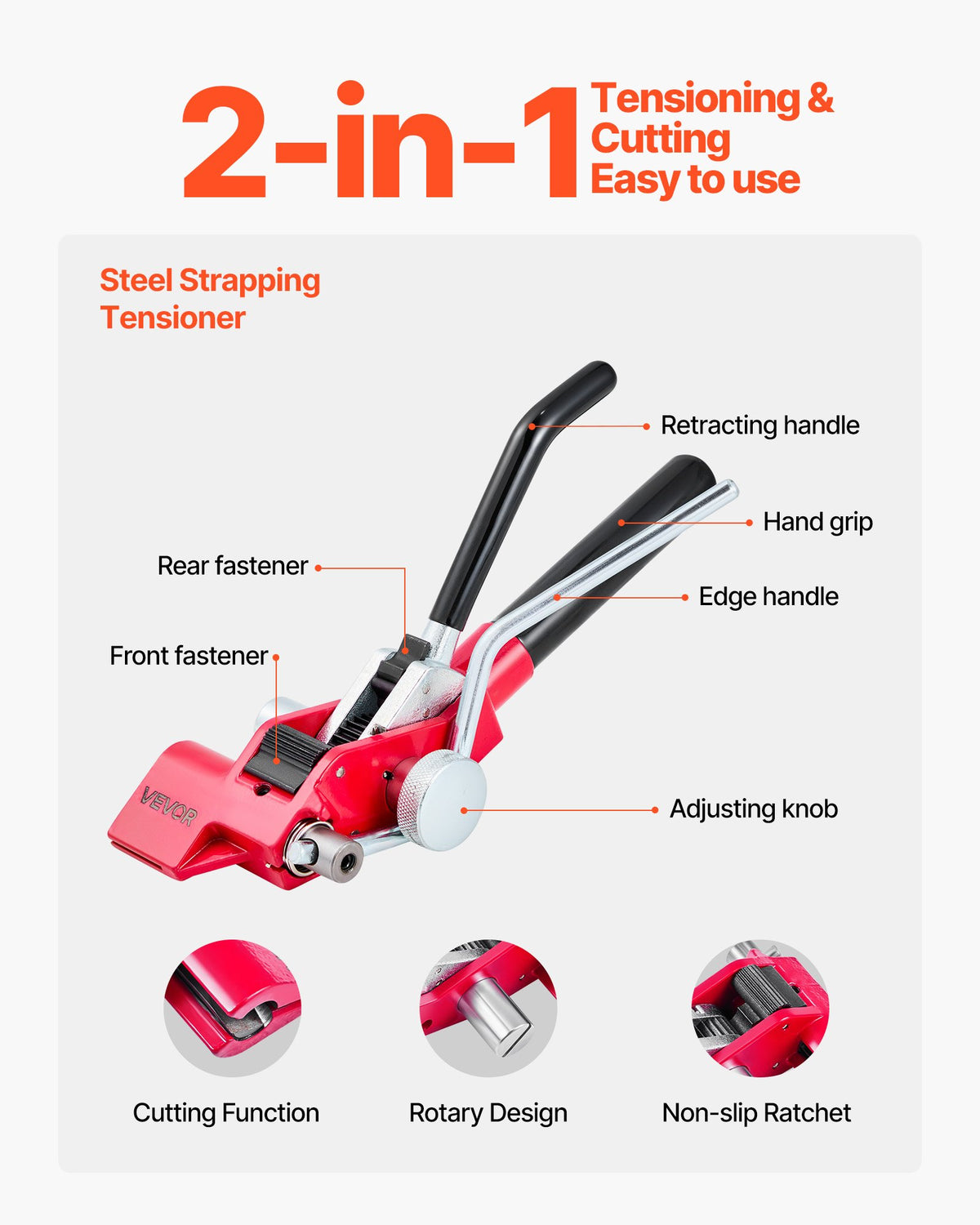 VEVOR Steel Banding Strapping Kit, Heavy Duty Banding Sealer Tool with 100 ft Binding Straps, 100 Metal Clasps, Manual Pallet Packaging Strapping Kit for Warehouse, Transportation, Industrial Bundling - GDSDKZGJGD341IAHN001V0 - view 5