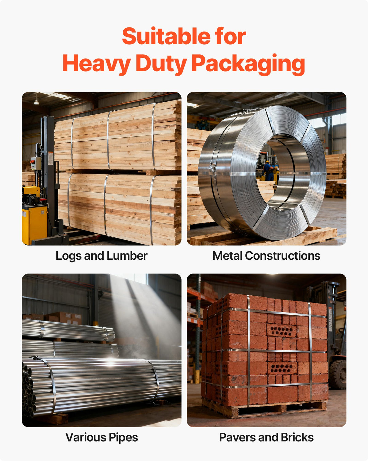 VEVOR Steel Banding Strapping Kit, Heavy Duty Banding Sealer Tool with 400 ft Binding Straps, 400 Metal Clasps, Manual Pallet Packaging Strapping Kit for Warehouse, Transportation, Industrial Bundling - GDSDKZGJGD34CH7CO001V0 - view 7