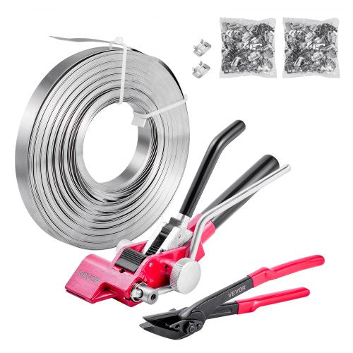 VEVOR Steel Banding Strapping Kit, Heavy Duty Banding Sealer Tool with 200 ft Binding Straps, 200 Metal Clasps, Manual Pallet Packaging Strapping Kit for Warehouse, Transportation, Industrial Bundling - GDSDKZGJGD34JRP0Z001V0 - view 2