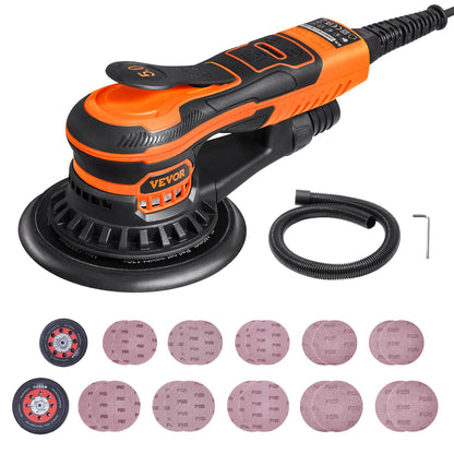 VEVOR Random Orbital Sander 5 & 6-Inch, 350W Brushless Orbital Sander, 10,000 PRM 6 Variable Speed Electric Palm Sander with 20PCS Sandpapers, Dust Connector & Hose for Woodworking Detailing Sanding - GDSGJBS56INCT563HV1 - view 1