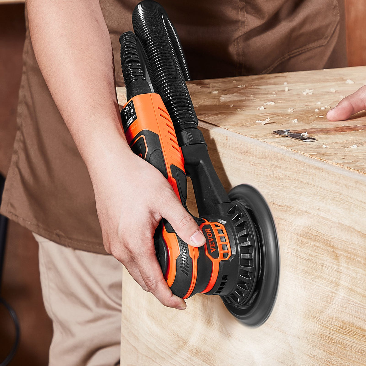 VEVOR Random Orbital Sander 5 & 6-Inch, 350W Brushless Orbital Sander, 10,000 PRM 6 Variable Speed Electric Palm Sander with 20PCS Sandpapers, Dust Connector & Hose for Woodworking Detailing Sanding - GDSGJBS56INCT563HV1 - view 9