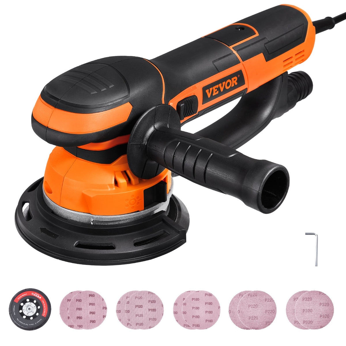 VEVOR Random Orbital Sander, 6-Inch DA & GA Dual Action Orbital Sander, 850W 7400PRM 6 Variable Speed Electric Palm Sander with 10PCS Sandpapers, Dust Connector for Woodworking Detailing Sanding - GDSGJBS6INCHPL1CBV1 - view 1