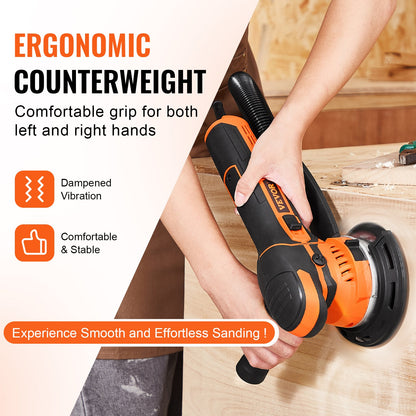 VEVOR Random Orbital Sander, 6-Inch DA & GA Dual Action Orbital Sander, 850W 7400PRM 6 Variable Speed Electric Palm Sander with 10PCS Sandpapers, Dust Connector for Woodworking Detailing Sanding - GDSGJBS6INCHPL1CBV1 - view 6