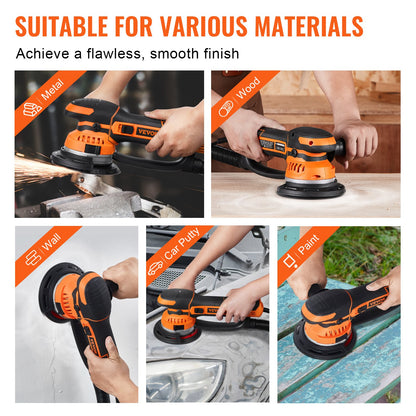 VEVOR Random Orbital Sander, 6-Inch DA & GA Dual Action Orbital Sander, 850W 7400PRM 6 Variable Speed Electric Palm Sander with 10PCS Sandpapers, Dust Connector for Woodworking Detailing Sanding - GDSGJBS6INCHPL1CBV1 - view 7