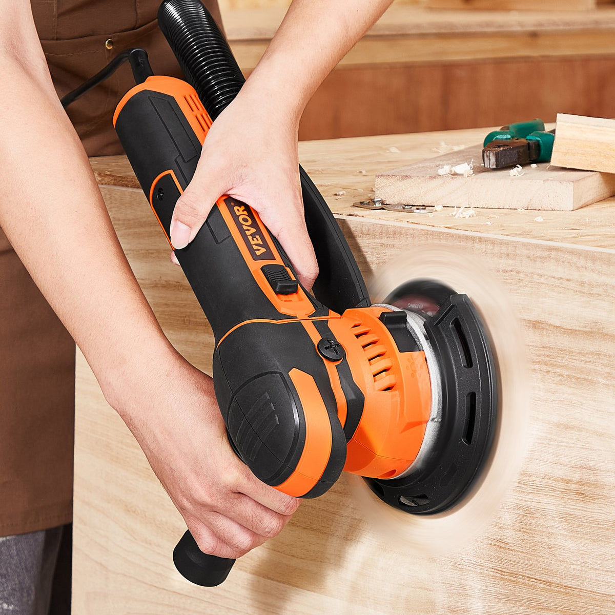 VEVOR Random Orbital Sander, 6-Inch DA & GA Dual Action Orbital Sander, 850W 7400PRM 6 Variable Speed Electric Palm Sander with 10PCS Sandpapers, Dust Connector for Woodworking Detailing Sanding - GDSGJBS6INCHPL1CBV1 - view 9
