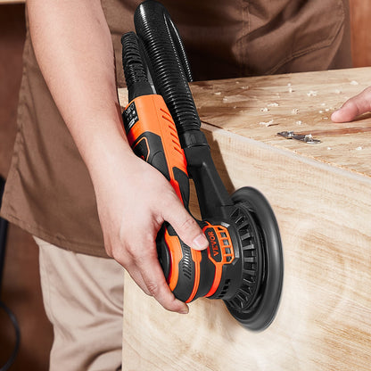 VEVOR Random Orbital Sander 6-Inch, 350W Brushless Orbital Sander, 10,000 PRM 6 Variable Speed Electric Palm Sander with 10PCS Sandpapers, Dust Connector & Hose for Woodworking Detailing Sanding - GDSGJBS6INCHW5JEXV1 - view 9