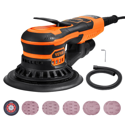 VEVOR Random Orbital Sander 6-Inch, 350W Brushless Orbital Sander, 10,000 PRM 6 Variable Speed Electric Palm Sander with 10PCS Sandpapers, Dust Connector & Hose for Woodworking Detailing Sanding - GDSGJBS6INCHW5JEXV1 - view 10