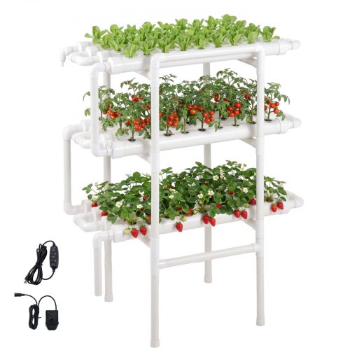 VEVOR Hydroponics Growing System Kit, 3-Tier 108 Sites UPVC Pipe Hydroponic Grow Kit with Timed Irrigation, Sun & Light Blocking Pipes, Indoor Home Garden Vegetable Planting Grow Kits for Fruit Herb - GDSPZZXT108KHGSUP001V1 - view 2