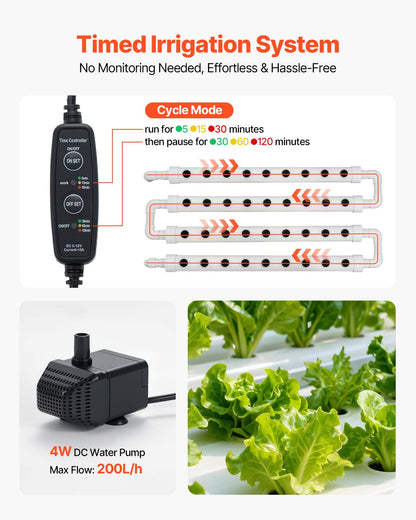VEVOR Hydroponics Growing System Kit, 3-Tier 108 Sites UPVC Pipe Hydroponic Grow Kit with Timed Irrigation, Sun & Light Blocking Pipes, Indoor Home Garden Vegetable Planting Grow Kits for Fruit Herb - GDSPZZXT108KHGSUP001V1 - view 5