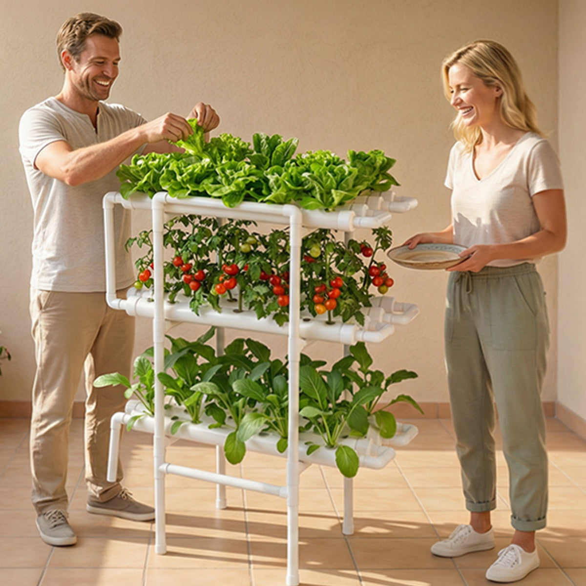 VEVOR Hydroponics Growing System Kit, 3-Tier 108 Sites UPVC Pipe Hydroponic Grow Kit with Timed Irrigation, Sun & Light Blocking Pipes, Indoor Home Garden Vegetable Planting Grow Kits for Fruit Herb - GDSPZZXT108KHGSUP001V1 - view 9