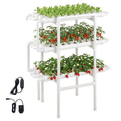 VEVOR Hydroponics Growing System Kit, 3-Tier 108 Sites UPVC Pipe Hydroponic Grow Kit with Timed Irrigation, Sun & Light Blocking Pipes, Indoor Home Garden Vegetable Planting Grow Kits for Fruit Herb - GDSPZZXT108KHGSUP001V1 - view 10