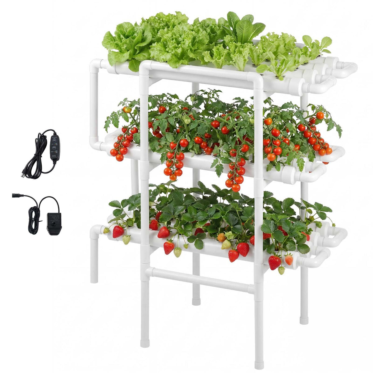 VEVOR Hydroponics Growing System Kit, 3-Tier 108 Sites UPVC Pipe Hydroponic Grow Kit with Timed Irrigation, Thickened Hydroponic Pipes, Indoor Home Garden Vegetable Planting Grow Kits for Fruit Herb - GDSPZZXT3C100D7RL001V1 - view 1