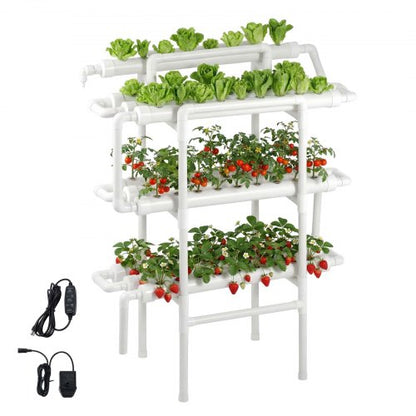 VEVOR Hydroponics Growing System Kit, 3-Tier 90 Sites UPVC Pipe Hydroponic Grow Kit with Timed Irrigation, Sun & Light Blocking Pipes, Indoor Home Garden Vegetable Planting Grow Kits for Fruit Herb - GDSPZZXT90K33TJEI001V1 - view 2