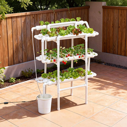 VEVOR Hydroponics Growing System Kit, 3-Tier 90 Sites UPVC Pipe Hydroponic Grow Kit with Timed Irrigation, Sun & Light Blocking Pipes, Indoor Home Garden Vegetable Planting Grow Kits for Fruit Herb - GDSPZZXT90K33TJEI001V1 - view 9